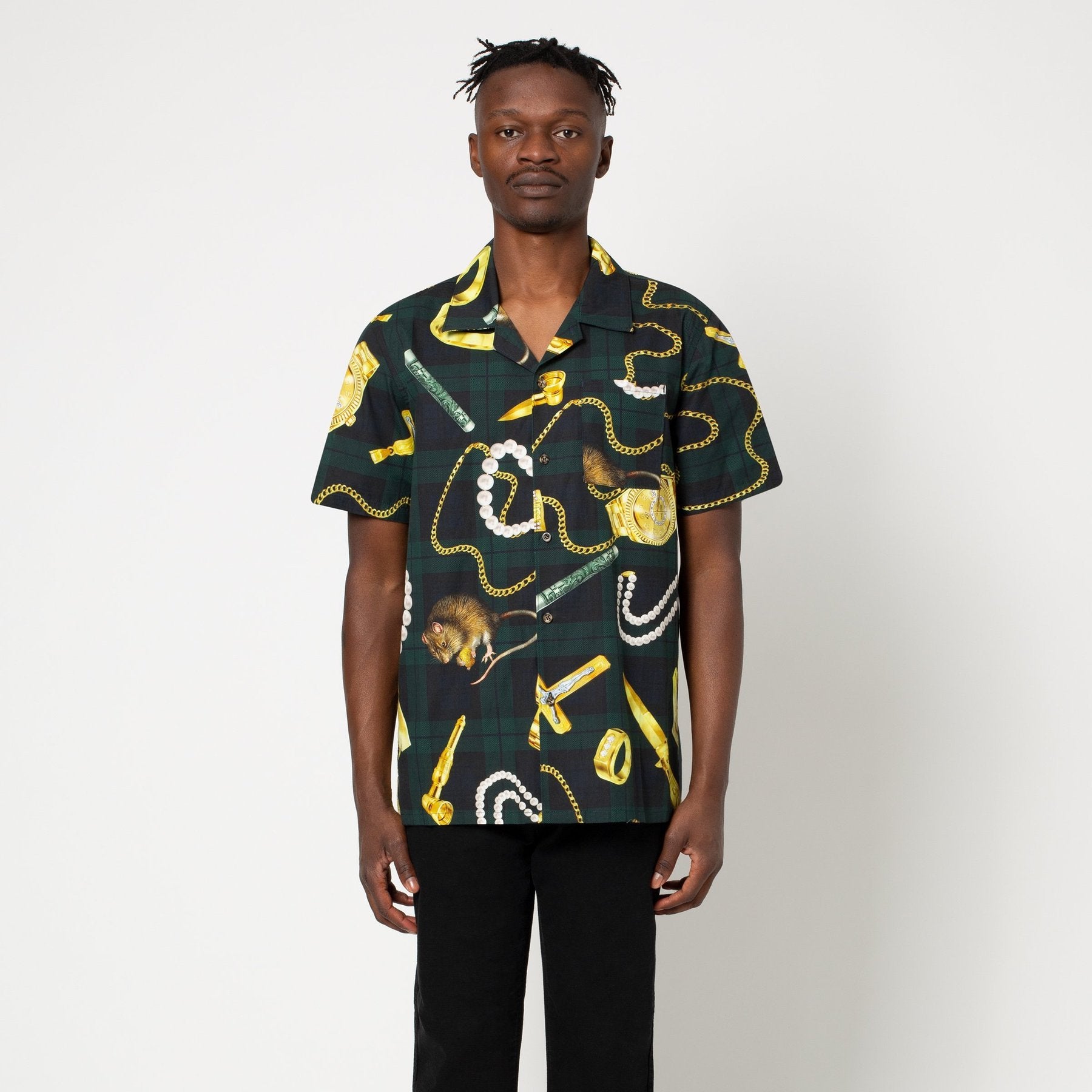 huf bu00069 tenderloin woven short sleeve shirt black