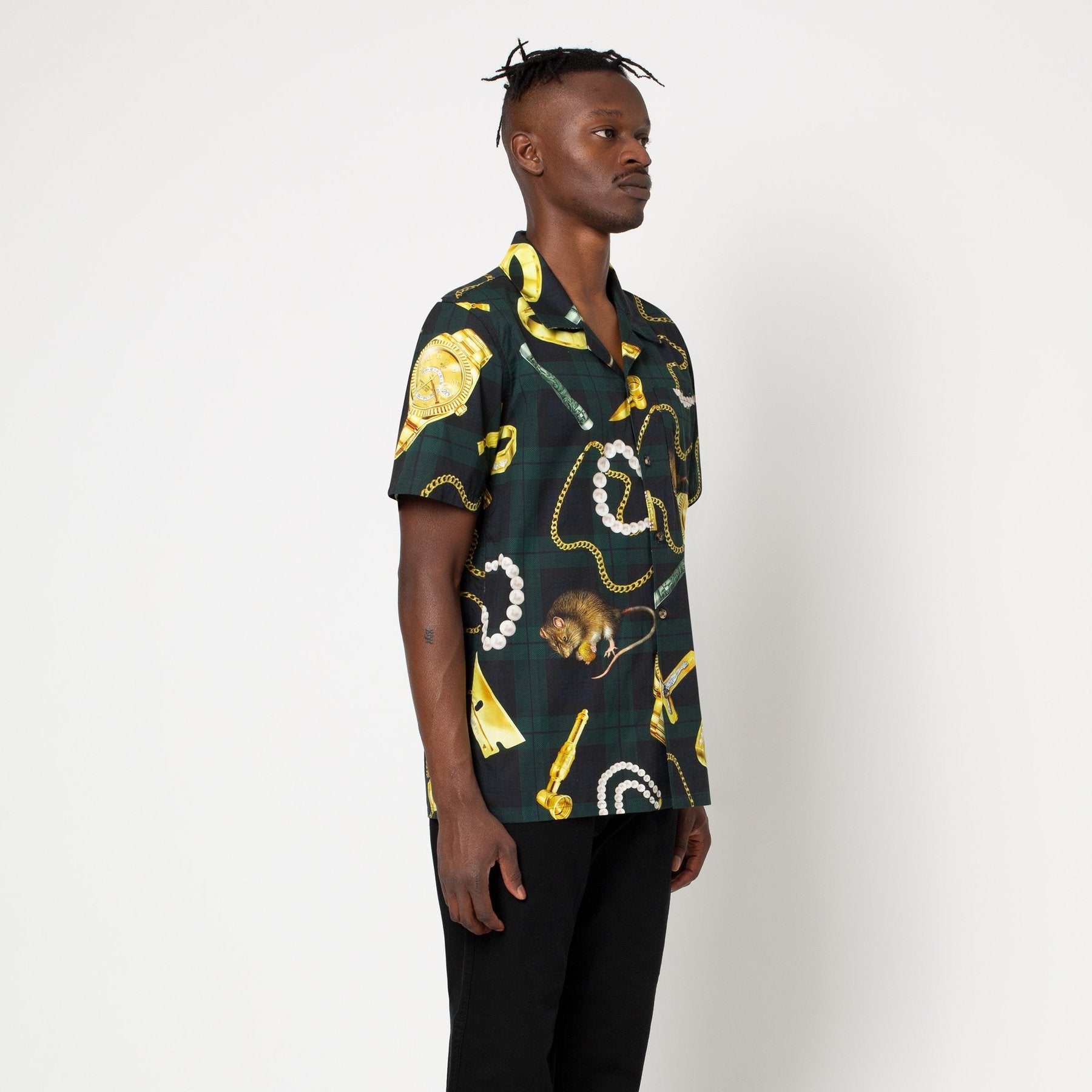 huf bu00069 tenderloin woven short sleeve shirt black