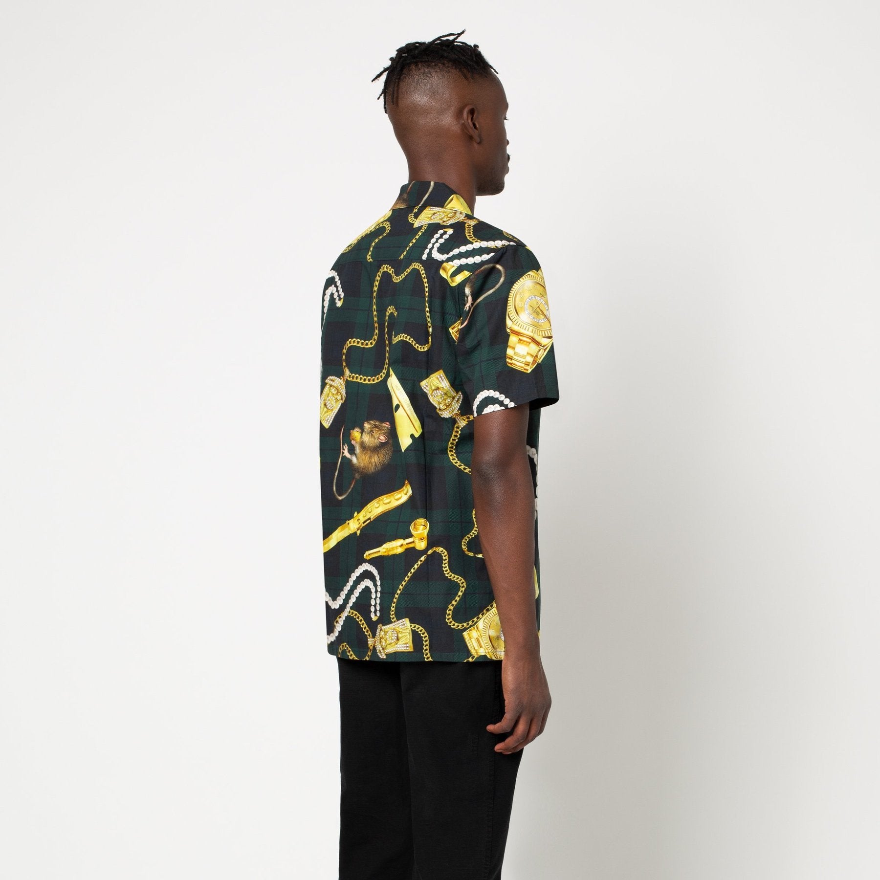 huf bu00069 tenderloin woven short sleeve shirt black