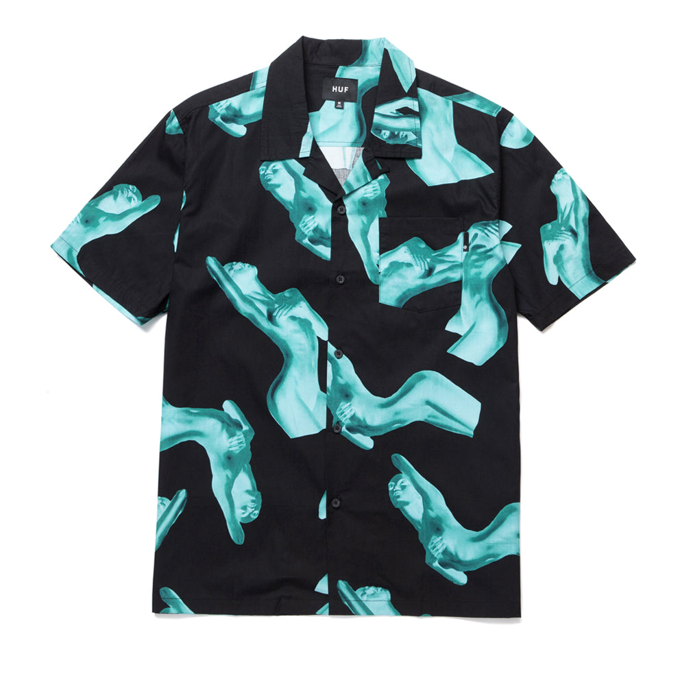 huf bu00094 her ss resort shirt black