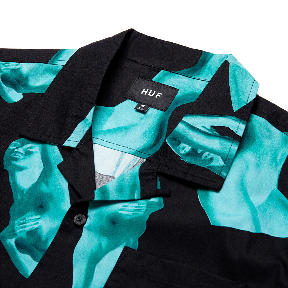 huf bu00094 her ss resort shirt black