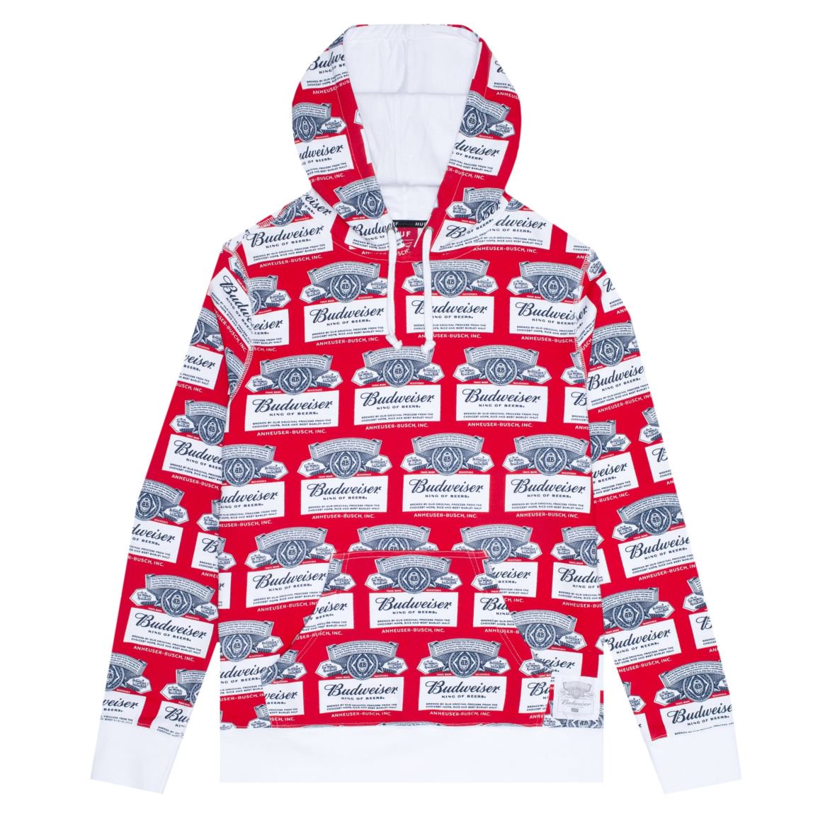 huf fl00084 x budweiser label pullover hoodie red