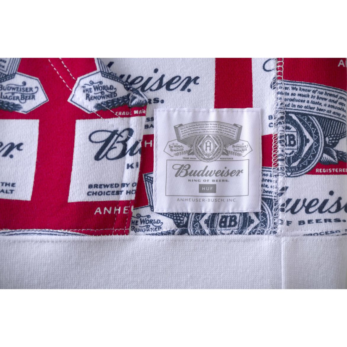 huf fl00084 x budweiser label pullover hoodie red