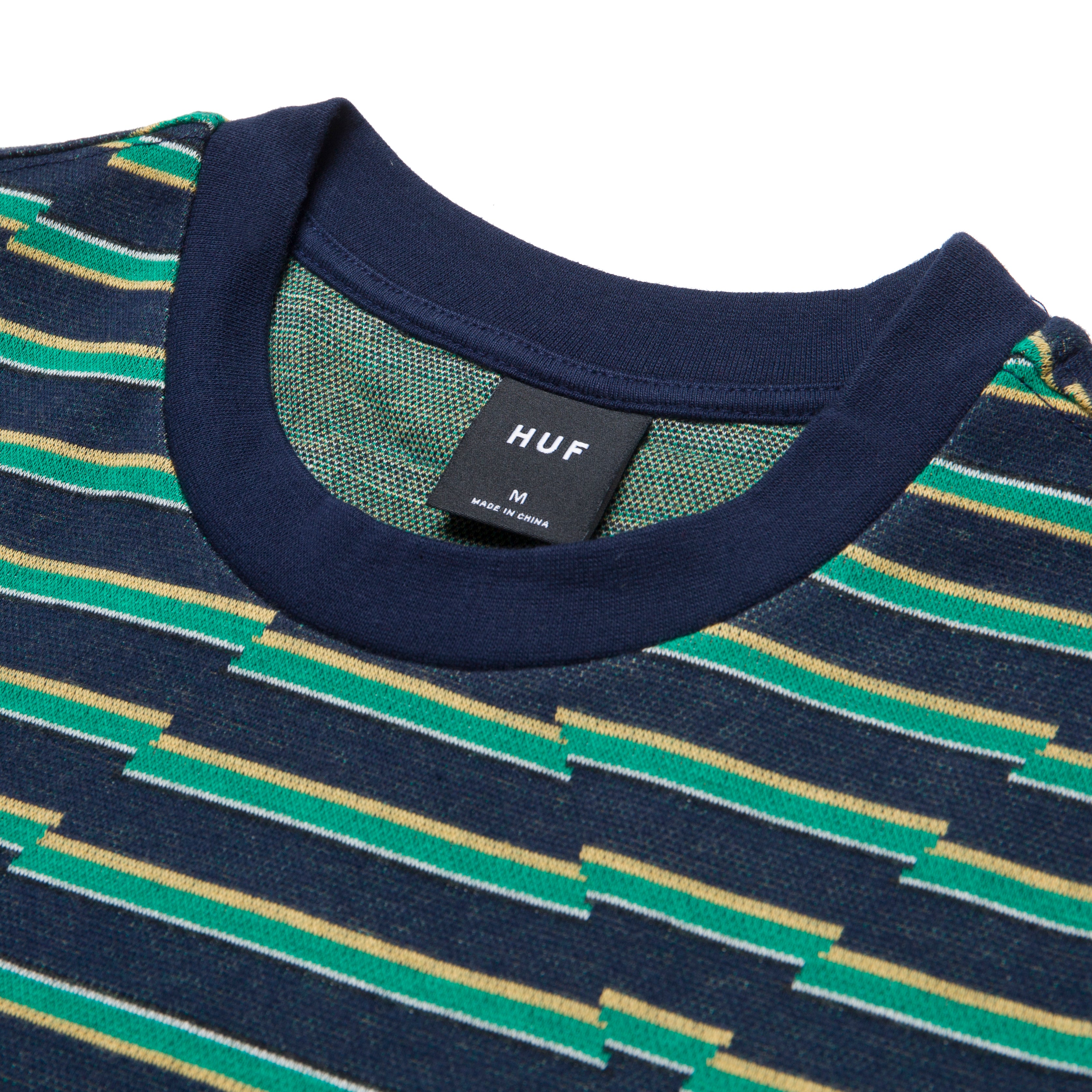 huf kn00306 glenn stripe ss knit top navy blazer