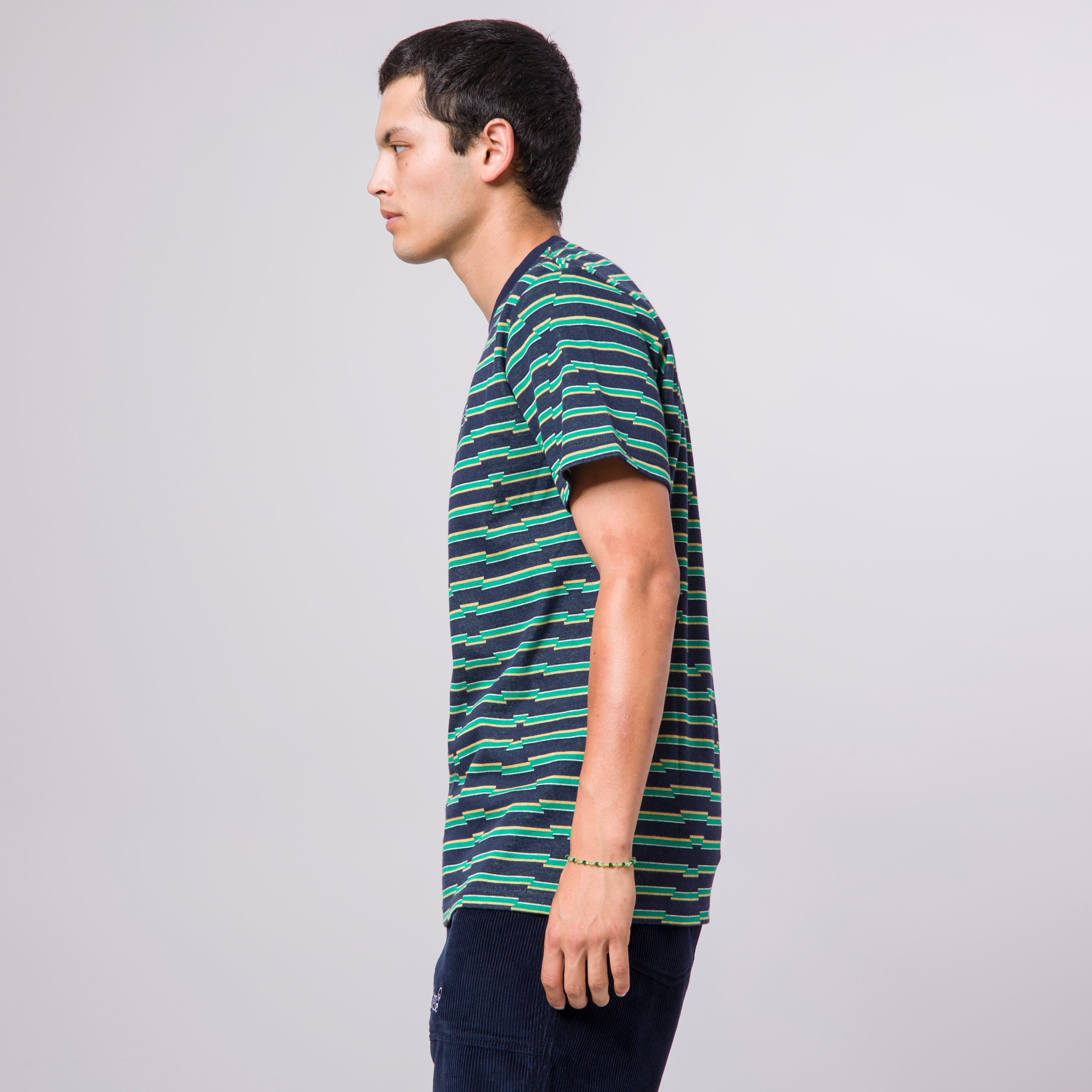 huf kn00306 glenn stripe ss knit top navy blazer