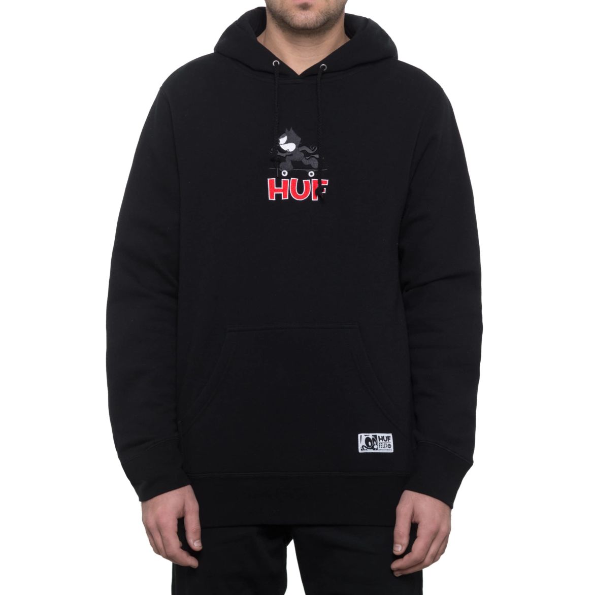 huf pf00084 felix skate pullover hoodie black