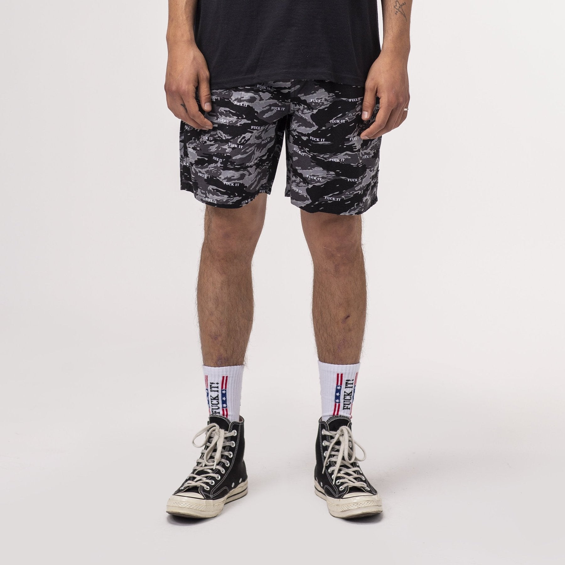huf pt00123 fuck it tiger camo easy short black