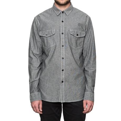 huf ht51001 huf rush hour chambray ls shirt black black
