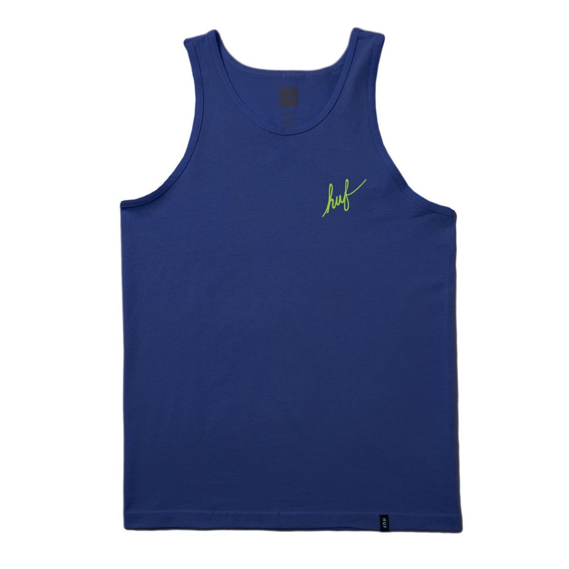 huf ts00131 script embroidered tank navy