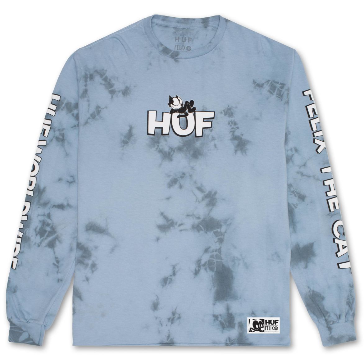 huf ts00480 felix crystal wash long sleeve tee light blue
