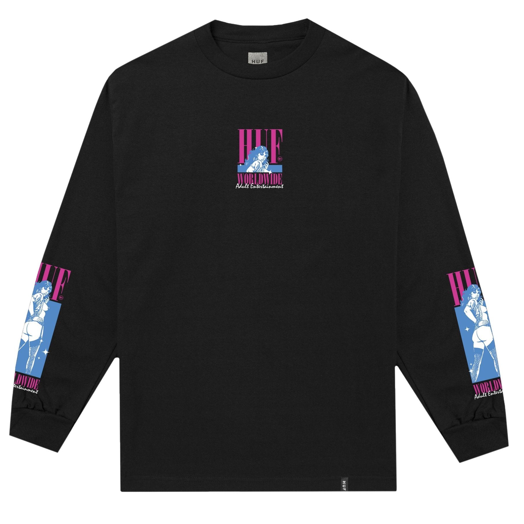 huf ts00883 adult ent long sleeve t shirt black