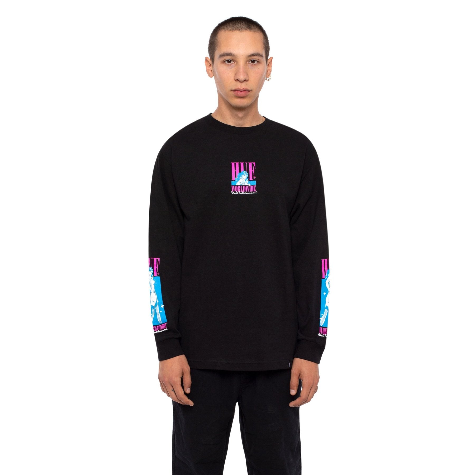 huf ts00883 adult ent long sleeve t shirt black