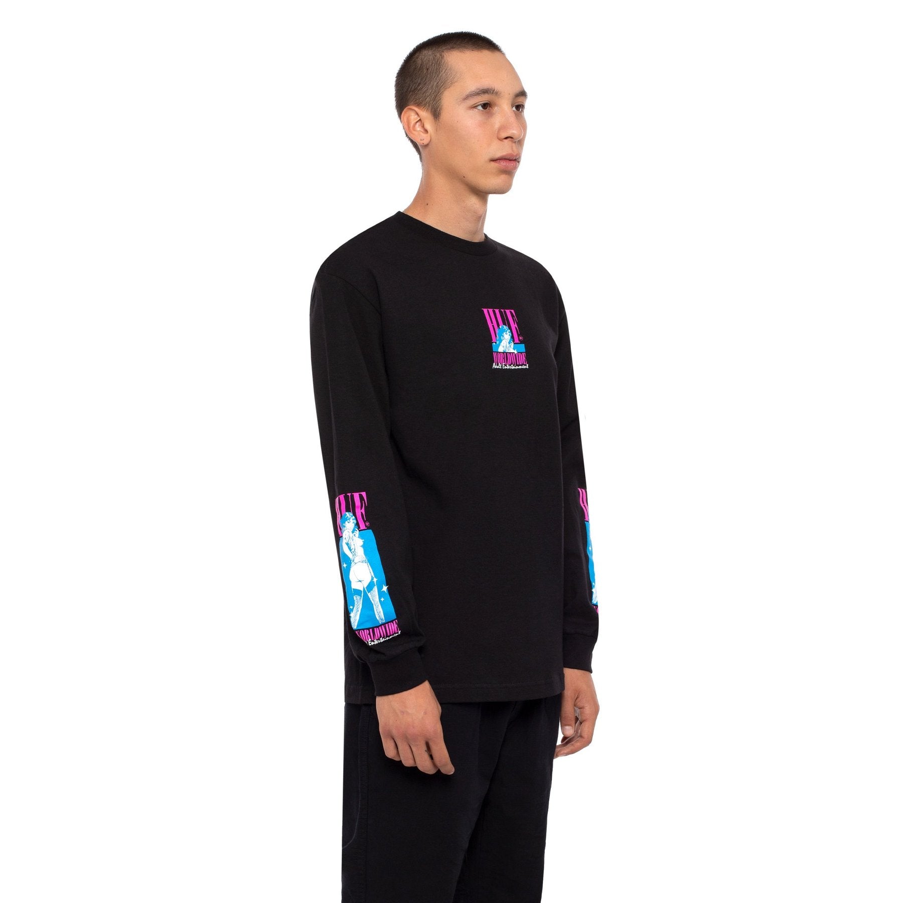 huf ts00883 adult ent long sleeve t shirt black