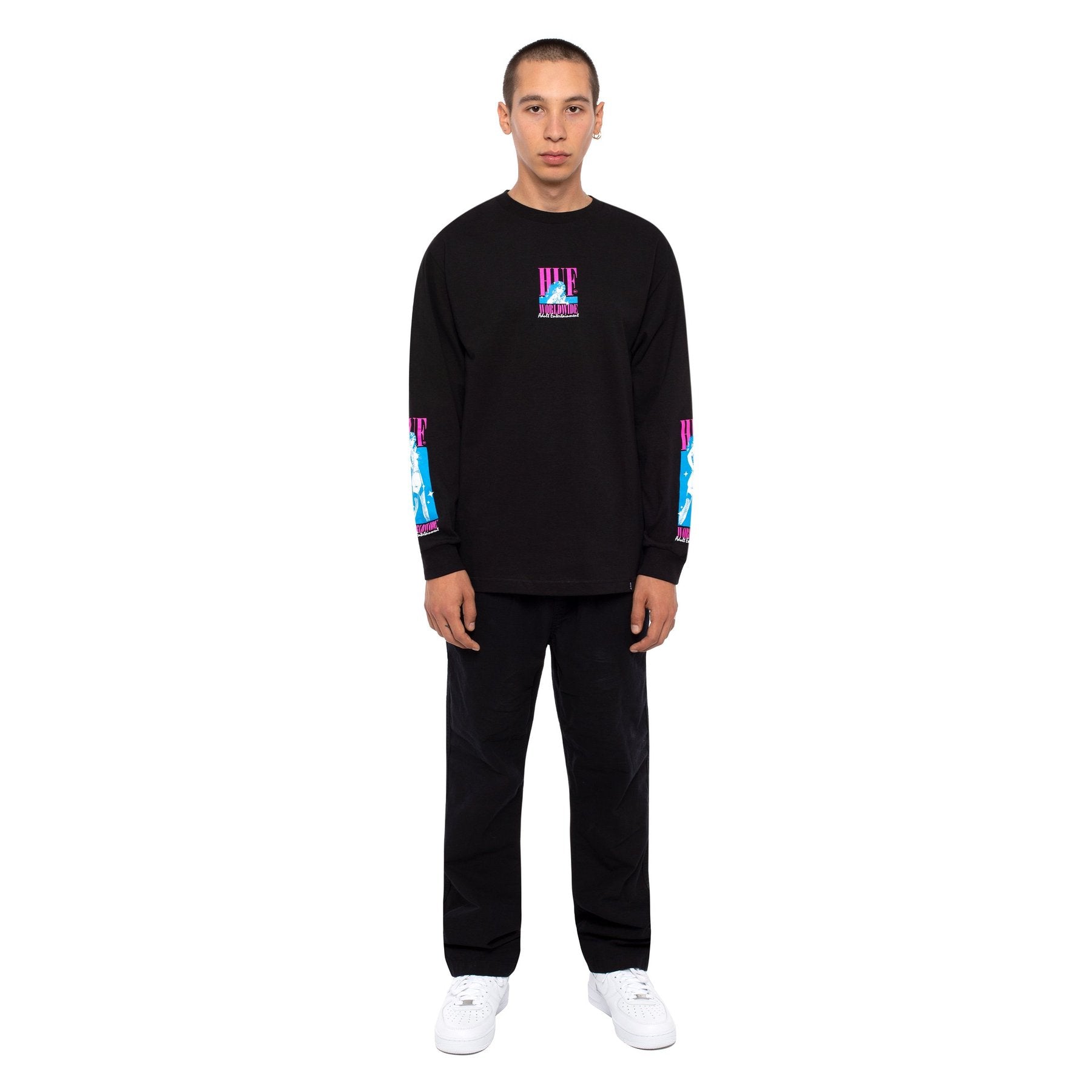 huf ts00883 adult ent long sleeve t shirt black
