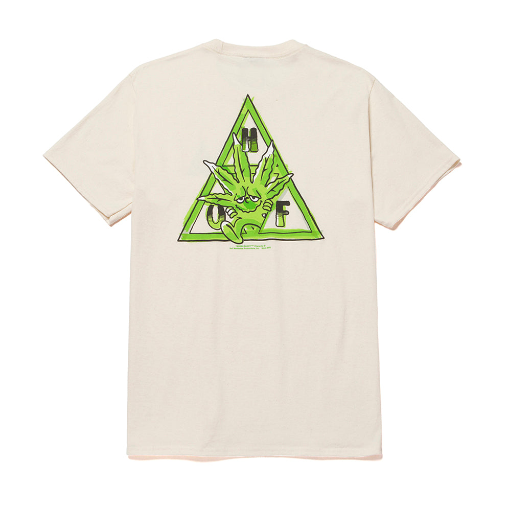 HUF HUF GREEN BUDDY TRIPLE TRIANGLE T-SHIRT // NATURAL