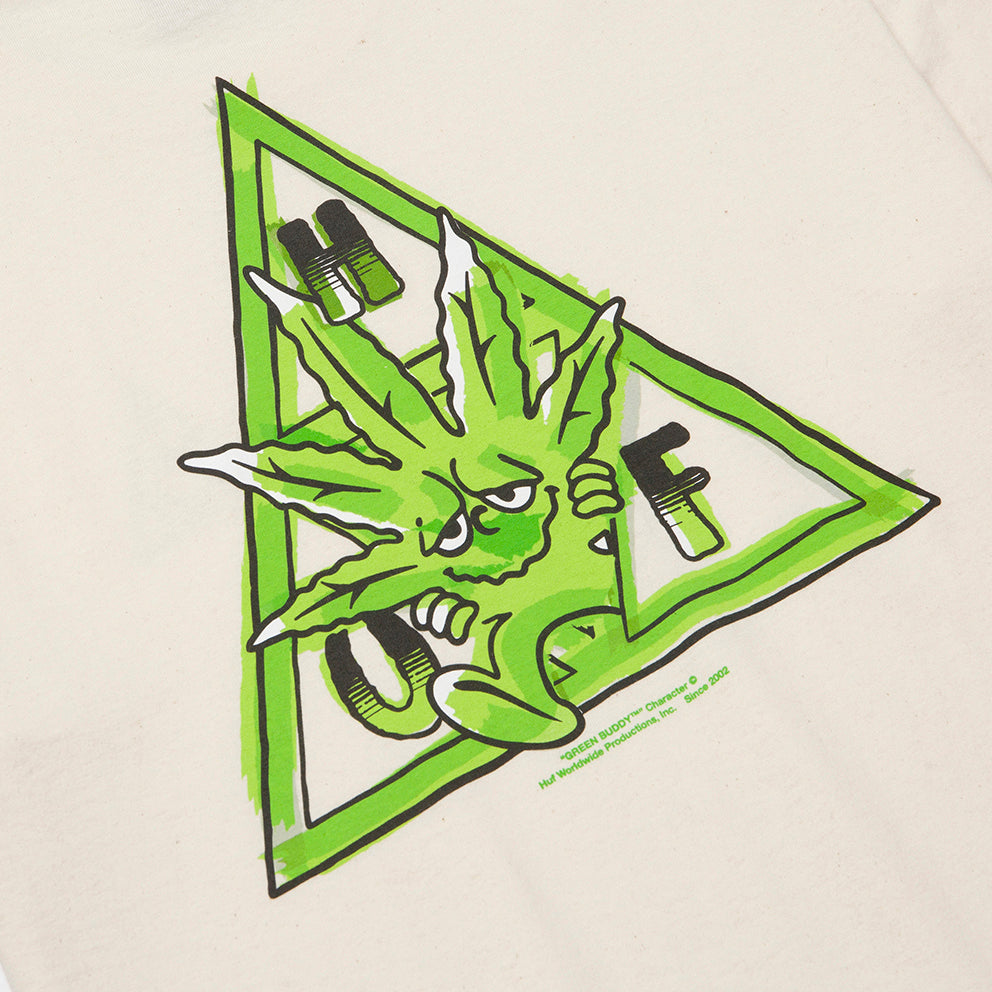 HUF HUF GREEN BUDDY TRIPLE TRIANGLE T-SHIRT // NATURAL