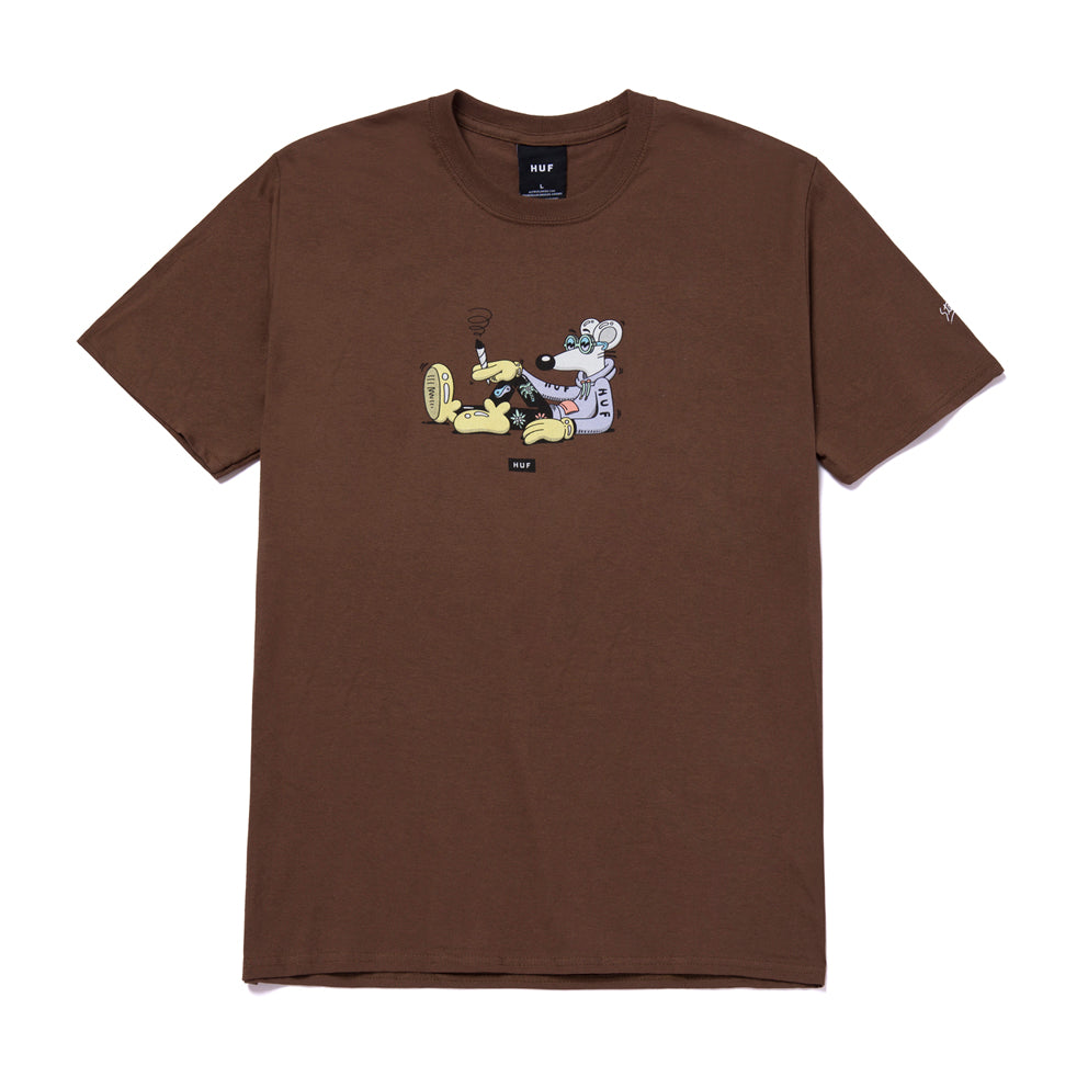 HUF HUF X STEVEN HARRINGTON MOUSE T-SHIRT // BROWN