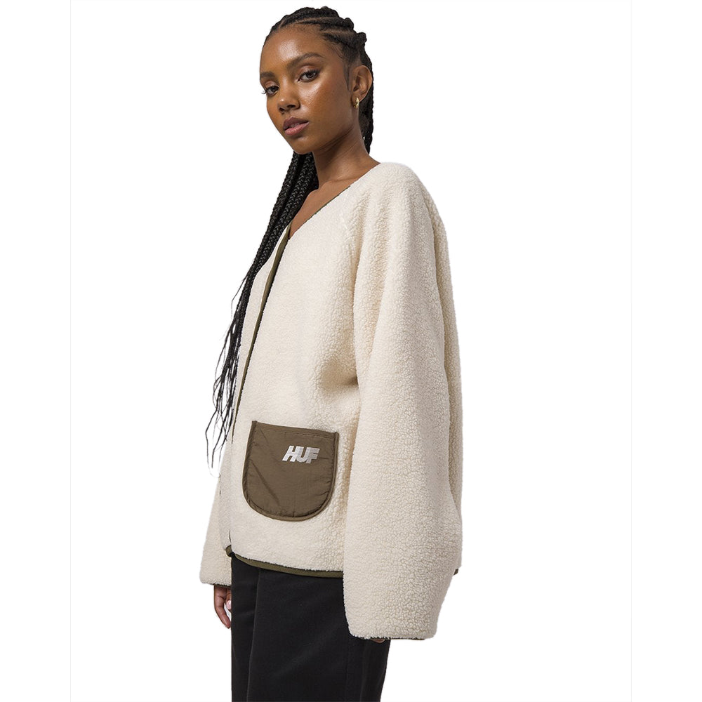 huf worldwide 10k sherpa jacket natural wjk0016 natur