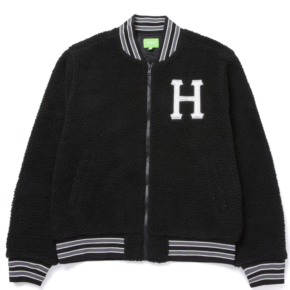huf worldwide sherpa varsity jacket black jk00379 black