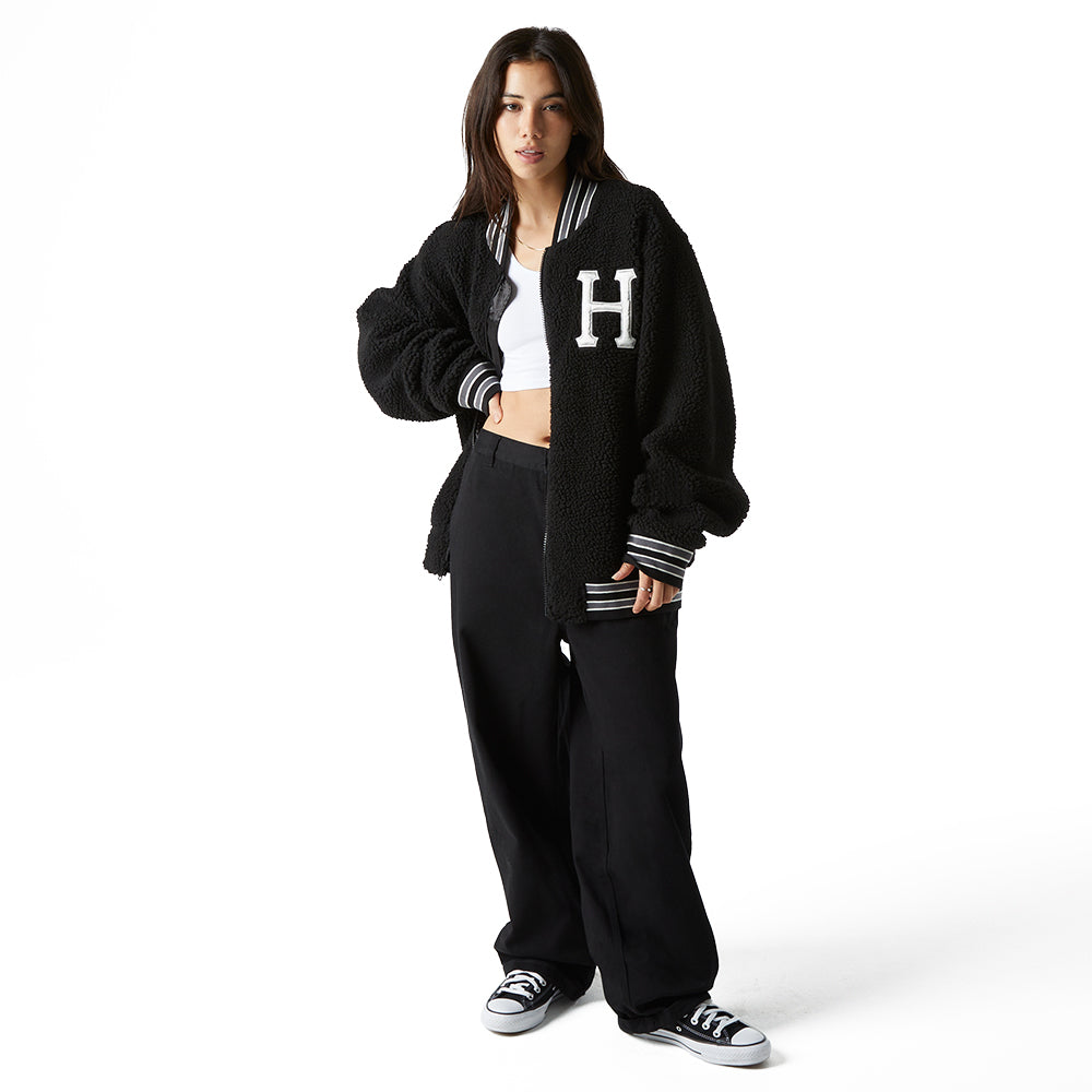 huf worldwide sherpa varsity jacket black jk00379 black