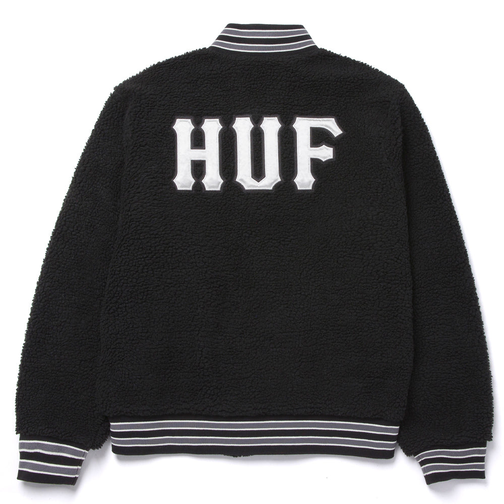 huf worldwide sherpa varsity jacket black jk00379 black