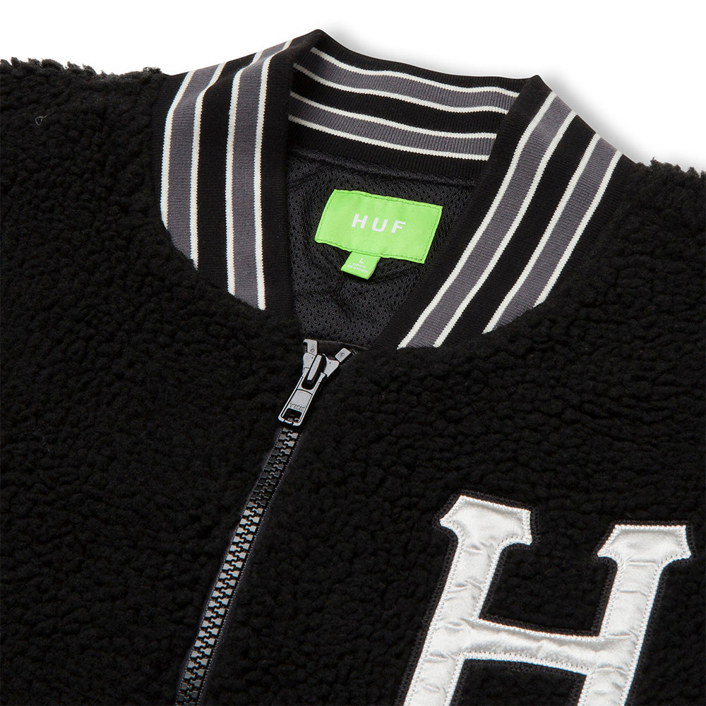 huf worldwide sherpa varsity jacket black jk00379 black