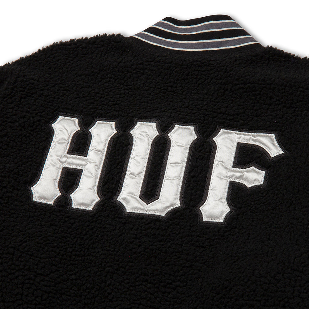 huf worldwide sherpa varsity jacket black jk00379 black