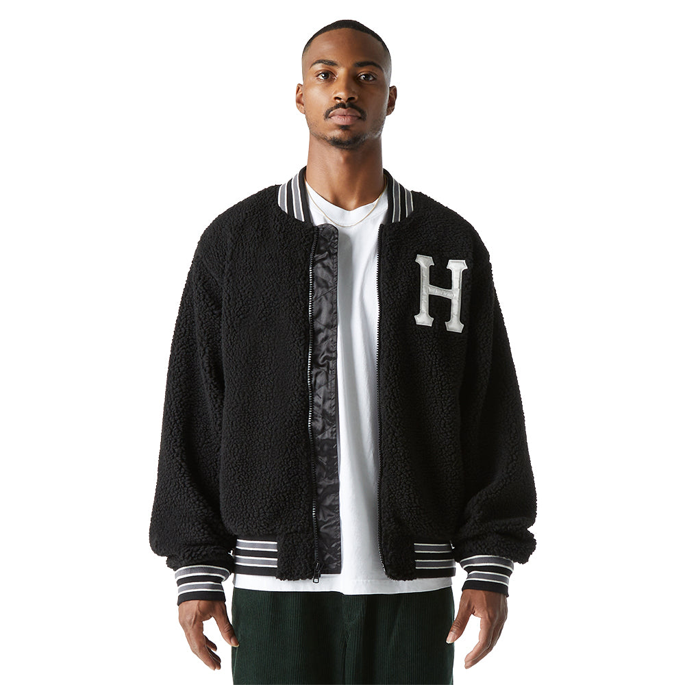 huf worldwide sherpa varsity jacket black jk00379 black