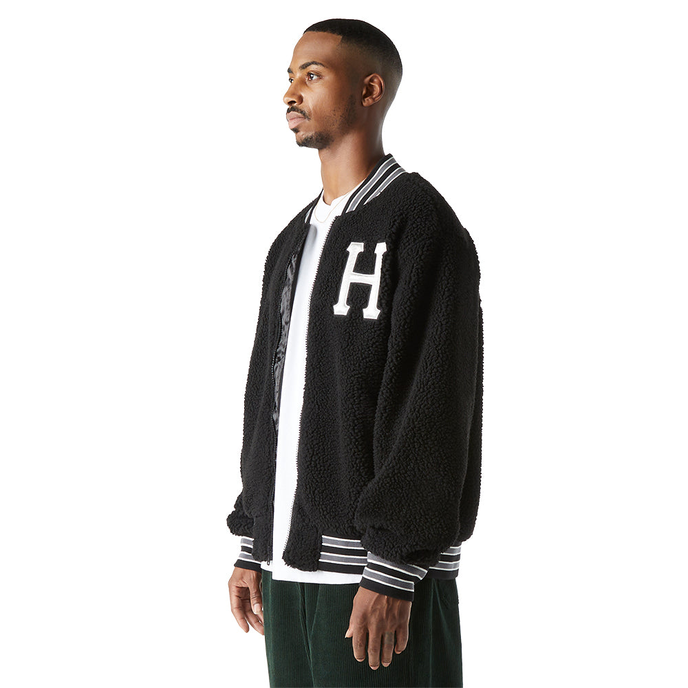 huf worldwide sherpa varsity jacket black jk00379 black