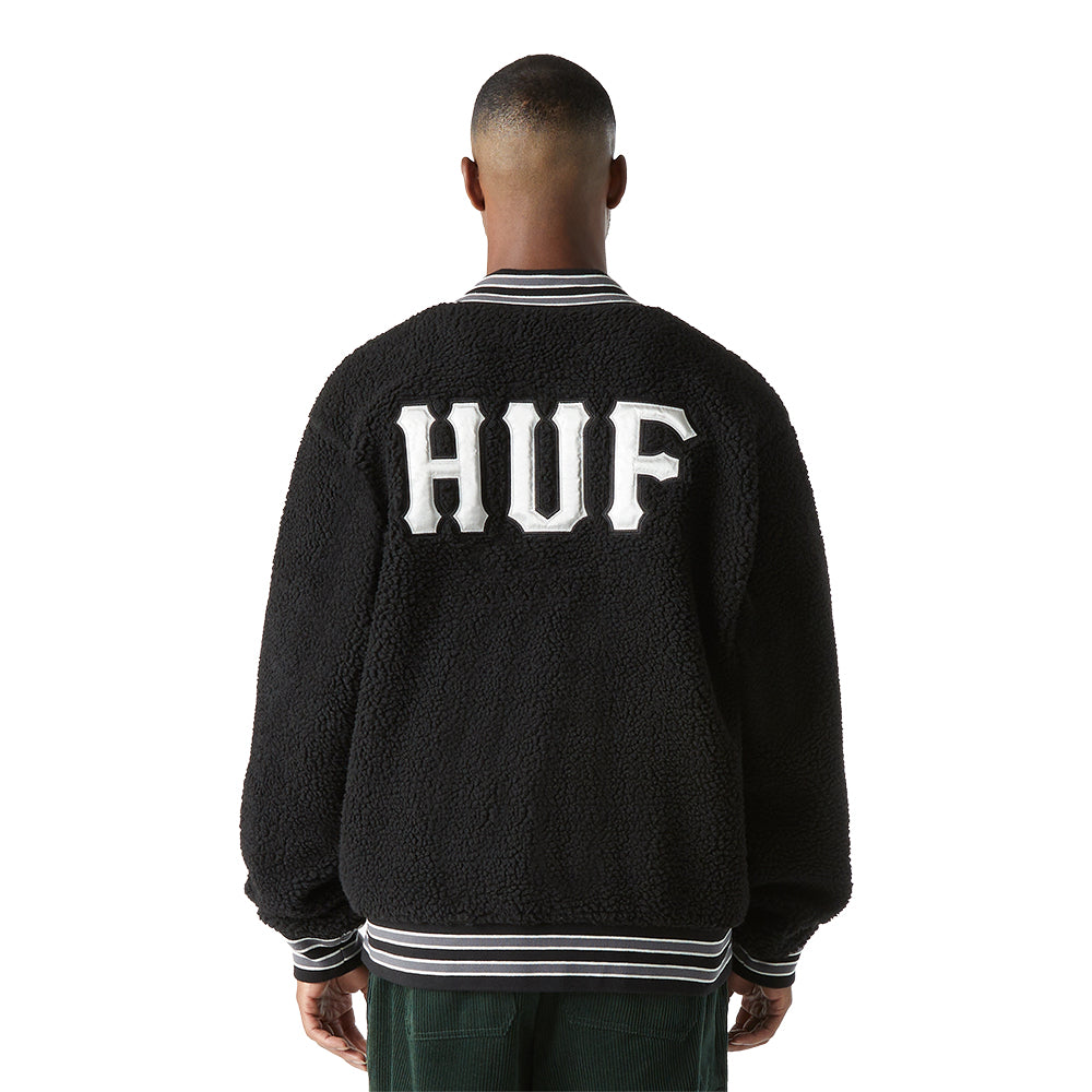 huf worldwide sherpa varsity jacket black jk00379 black