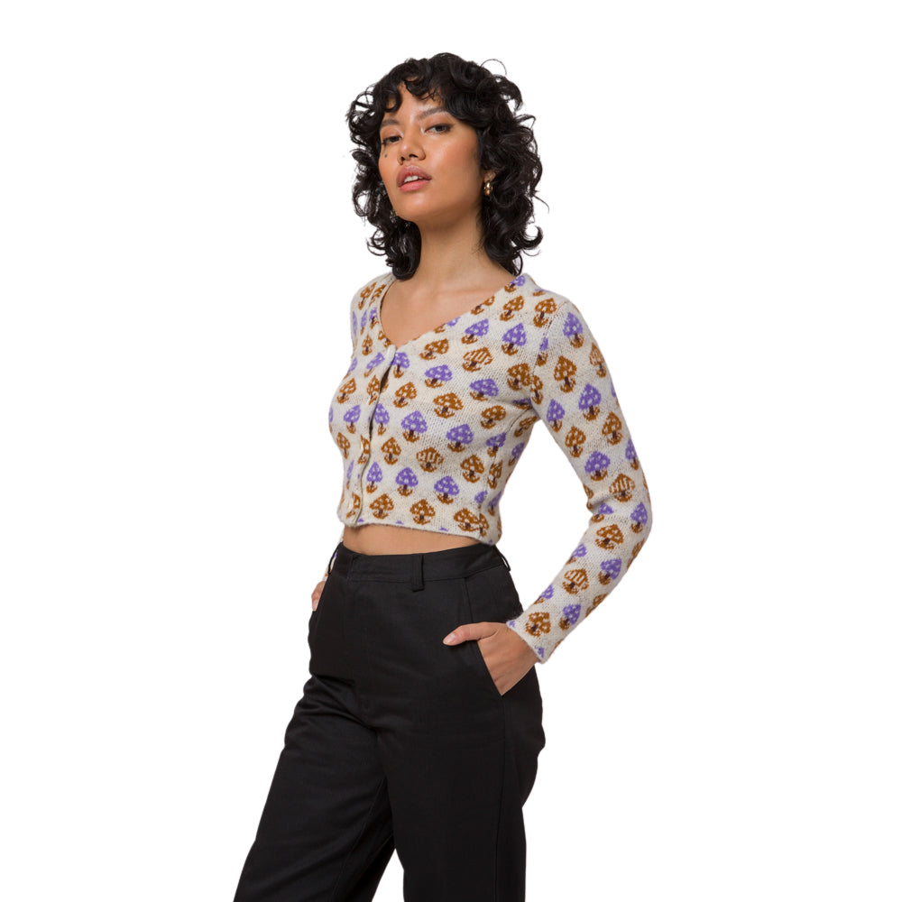 huf worldwide shroom cropped cardigan off white wkn0044 offwh