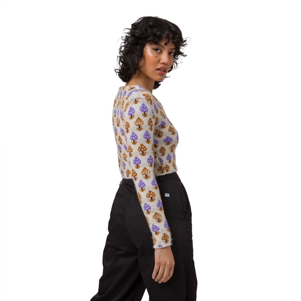 huf worldwide shroom cropped cardigan off white wkn0044 offwh