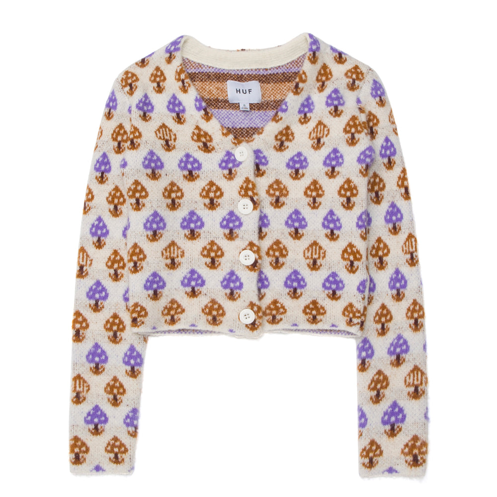 huf worldwide shroom cropped cardigan off white wkn0044 offwh