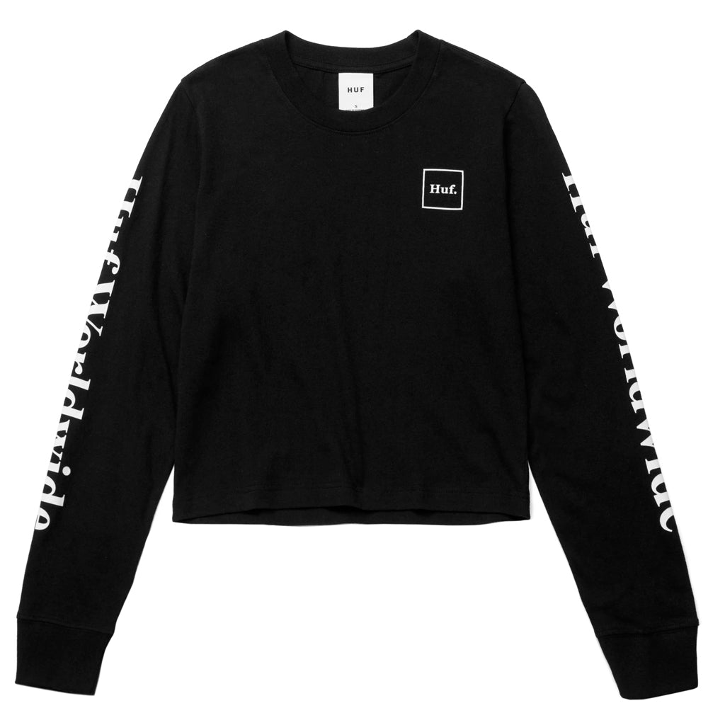 huf worldwide wts0005 domestic ls crop t shirt black