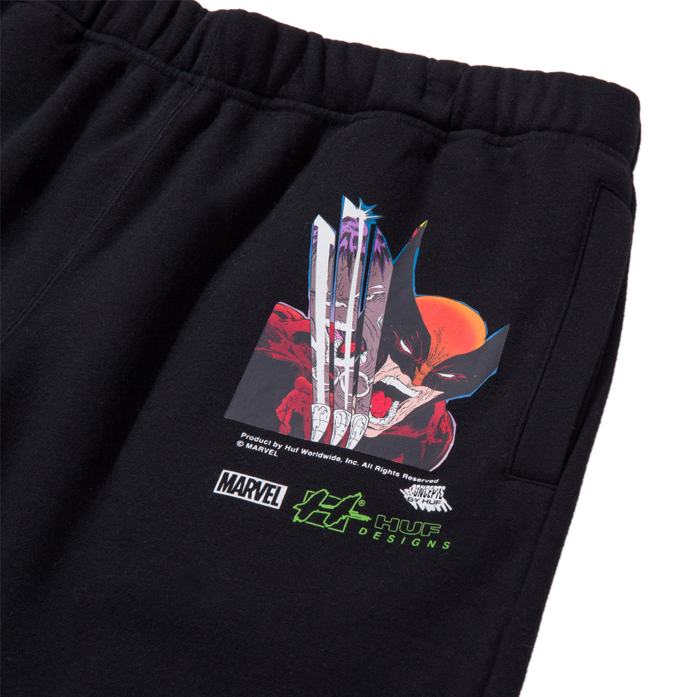 HUF HUF X MARVEL COLLECTION SMASH UP FLEECE SHORT // BLACK