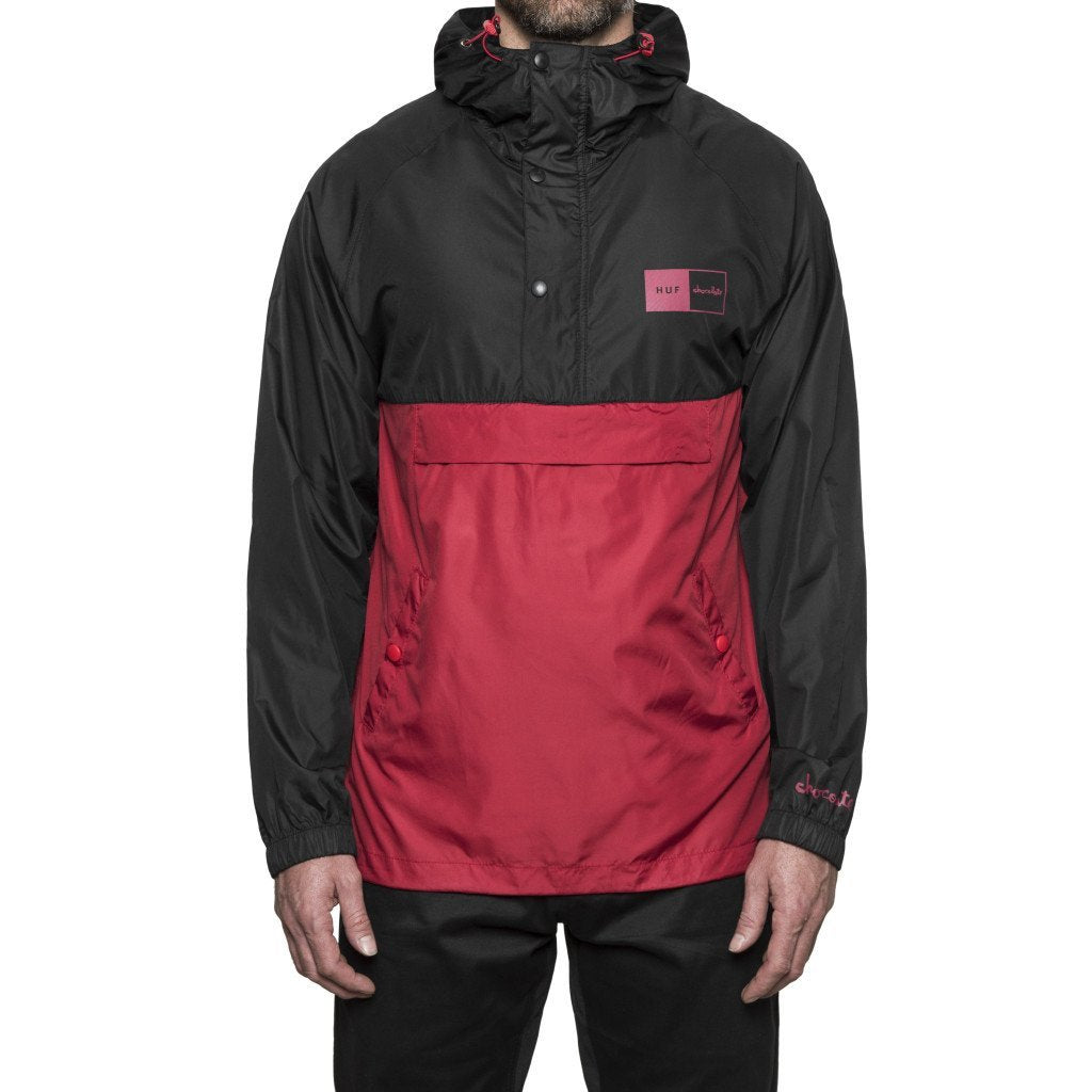 HUF X CHOCOLATE PACKABLE ANORAK // BLACK/RED-The Collateral