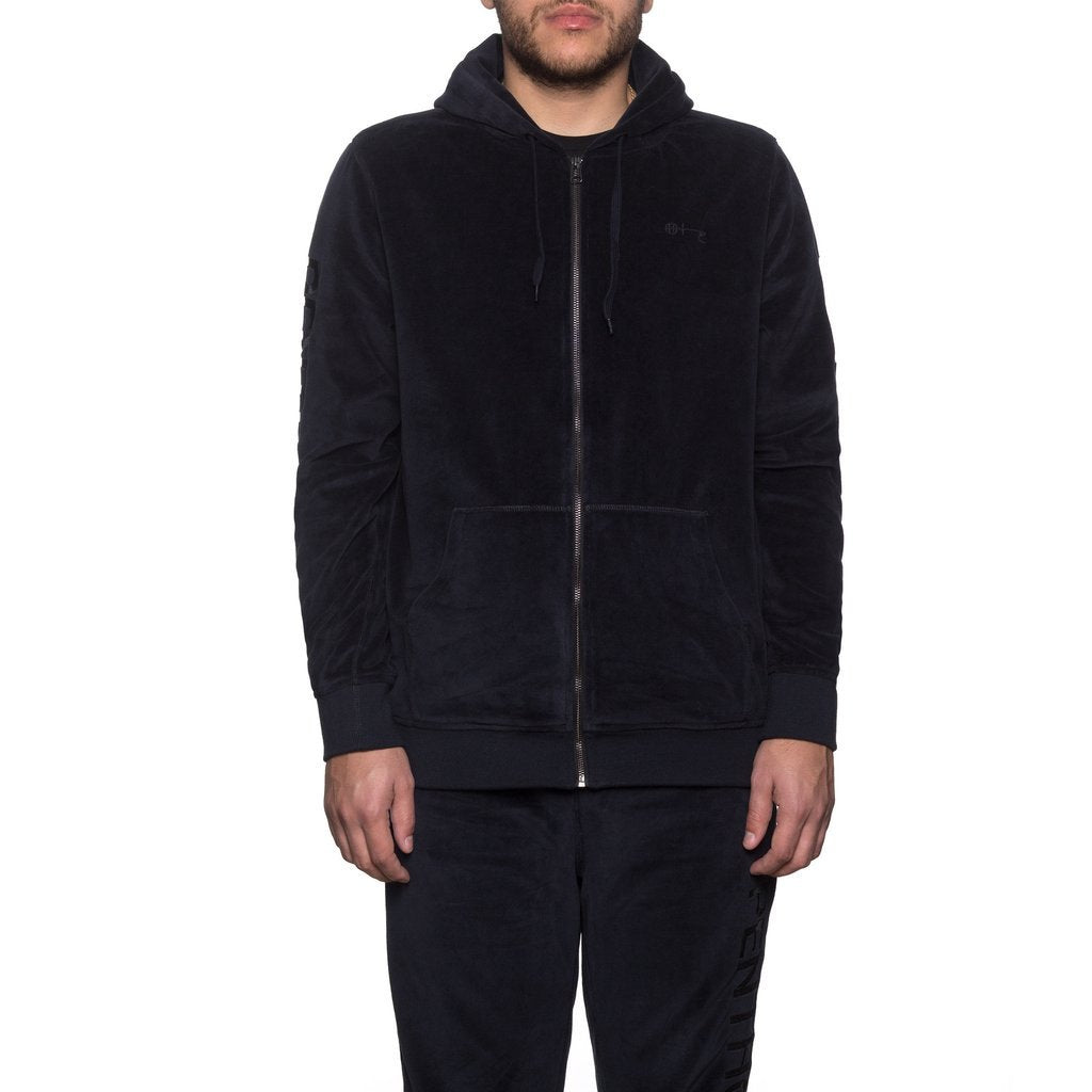 huf x penthouse jk65x02 velvet zip hood black