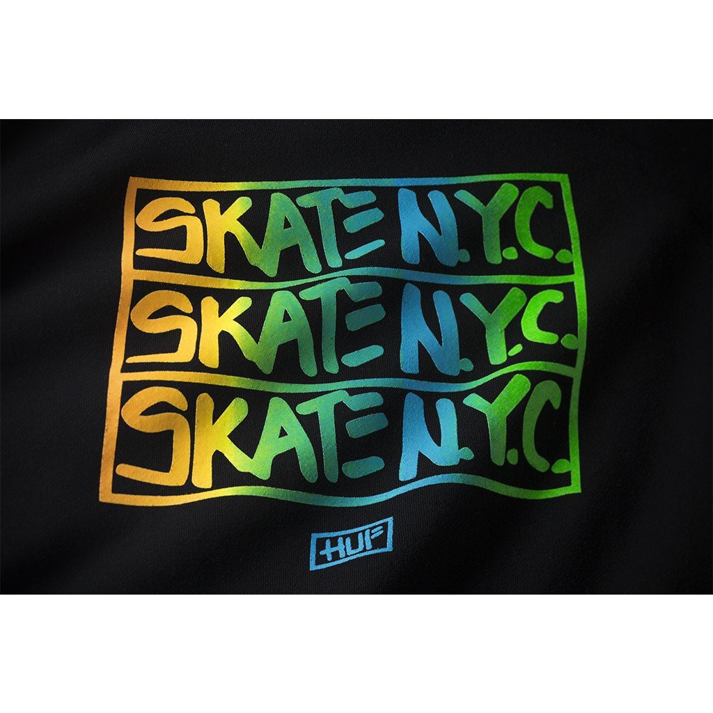 huf x skate nyc pf65l01 hooded fleece black