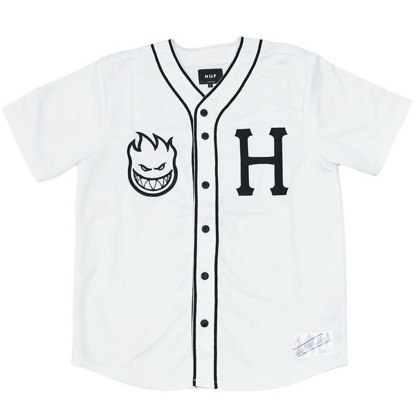 HUF X SPITFIRE BASEBALL JERSEY // WHITE-The Collateral