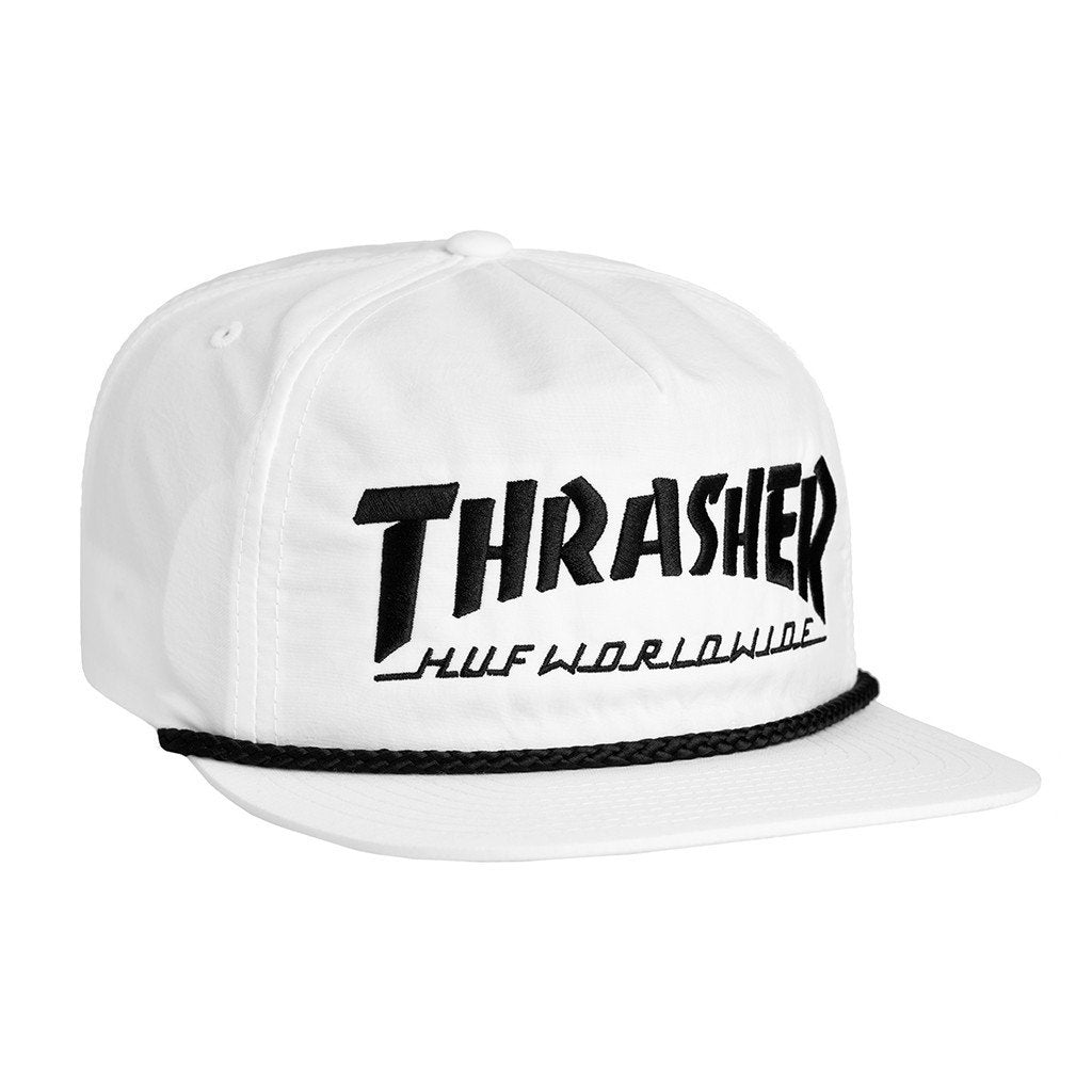 HUF X THRASHER COLLAB LOGO SNAPBACK // WHITE-The Collateral
