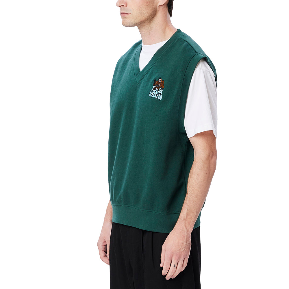 obey 111620080 slide fleece vest dark cedar