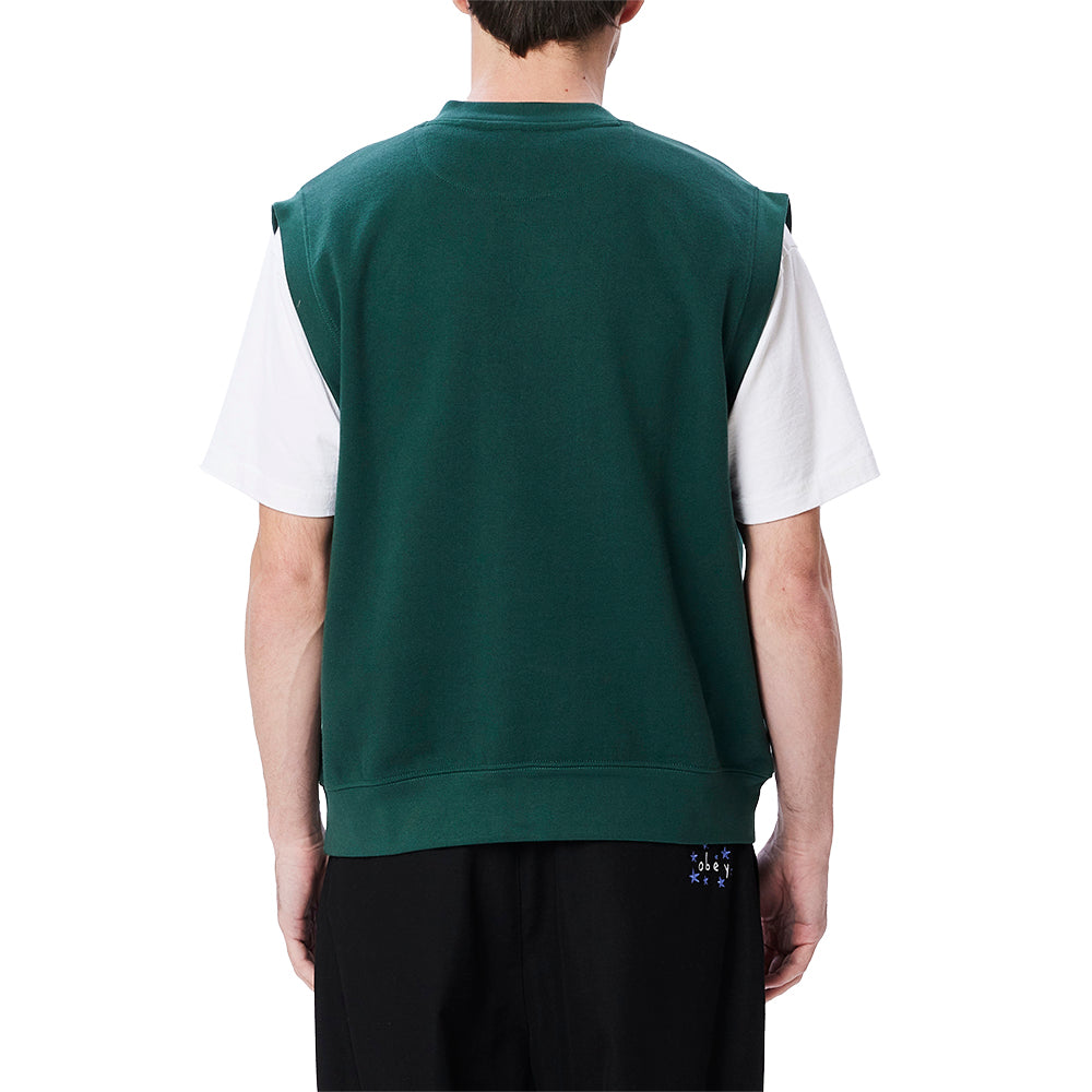 obey 111620080 slide fleece vest dark cedar