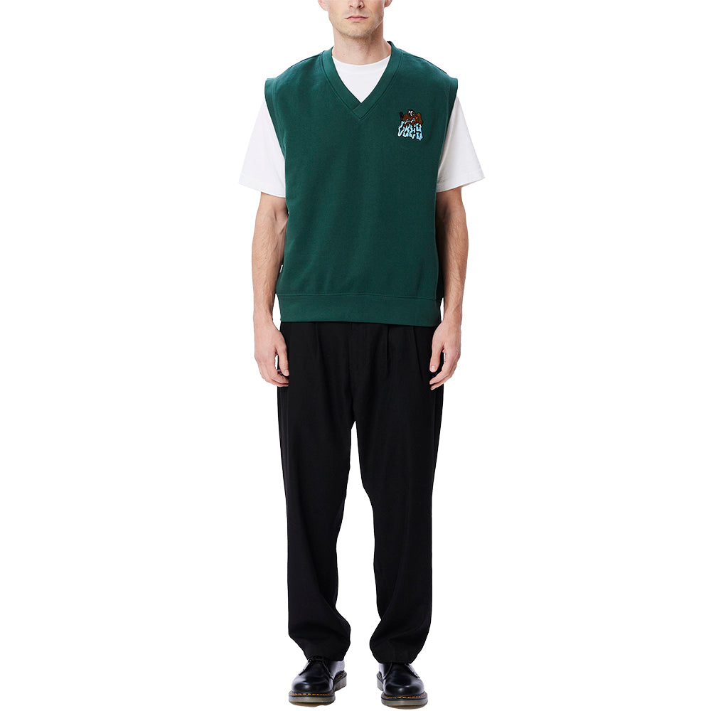 obey 111620080 slide fleece vest dark cedar
