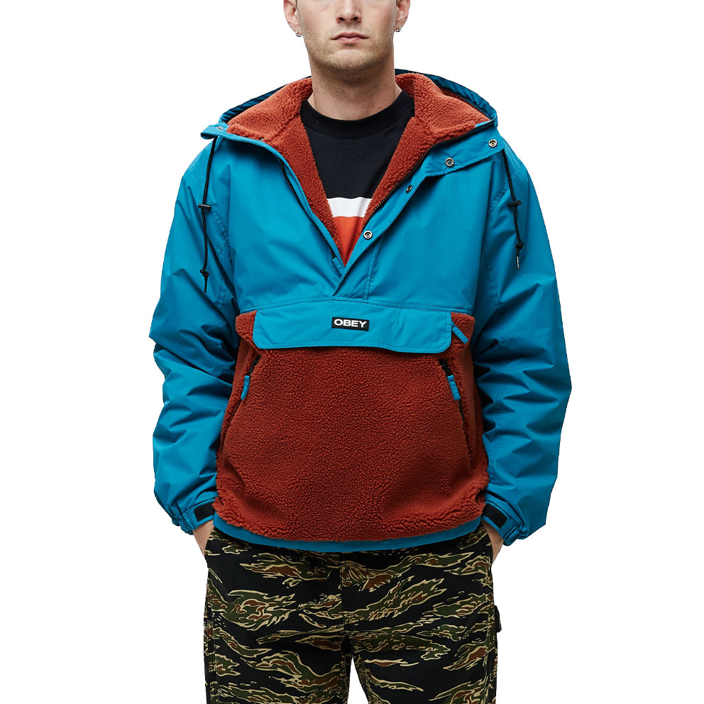 obey 121800384 splits sherpa anorak jacket pure teal multi