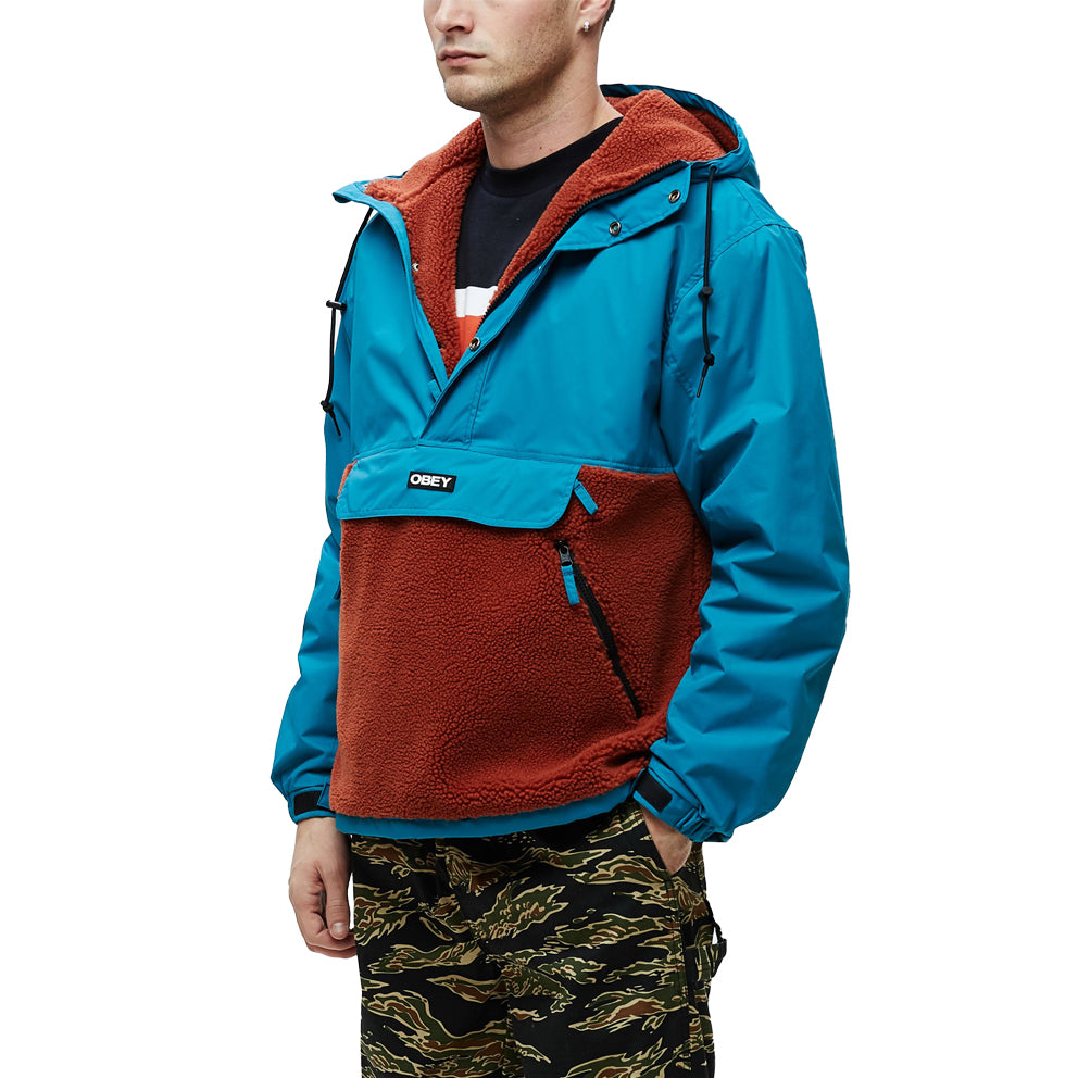 obey 121800384 splits sherpa anorak jacket pure teal multi