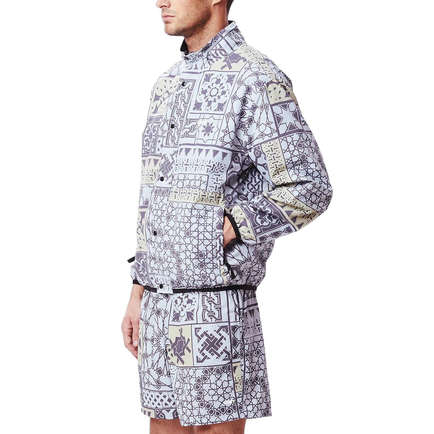 obey 121800462 patchwork reversible jacket black navy multi