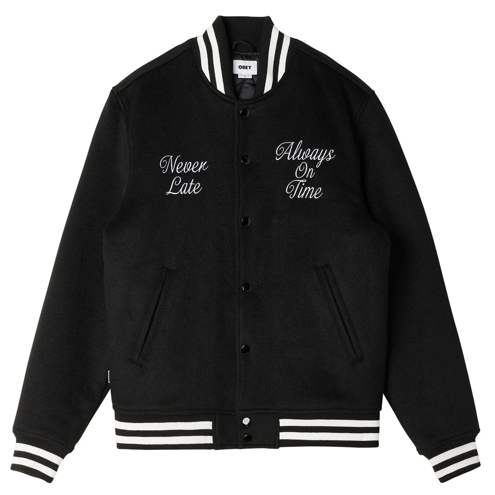 obey 121800520 time varsity jacket blk black