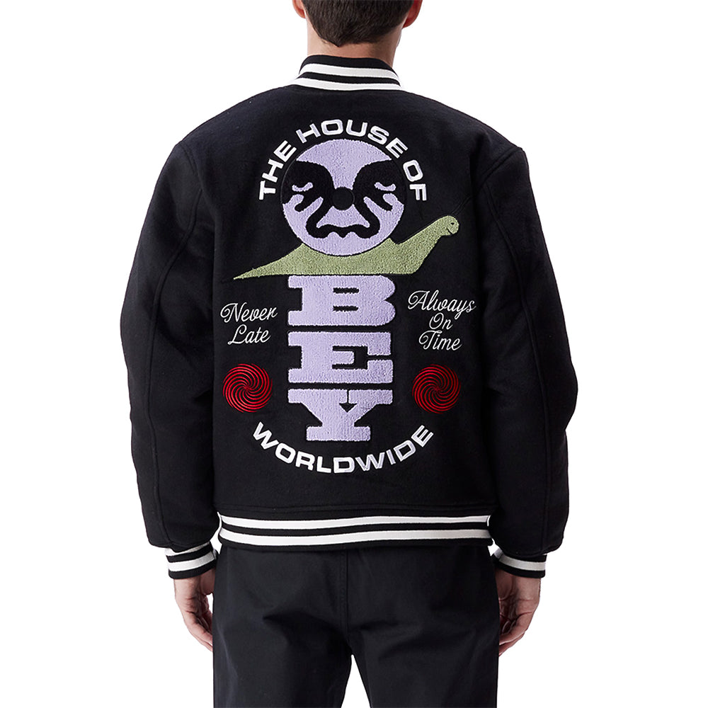 obey 121800520 time varsity jacket blk black