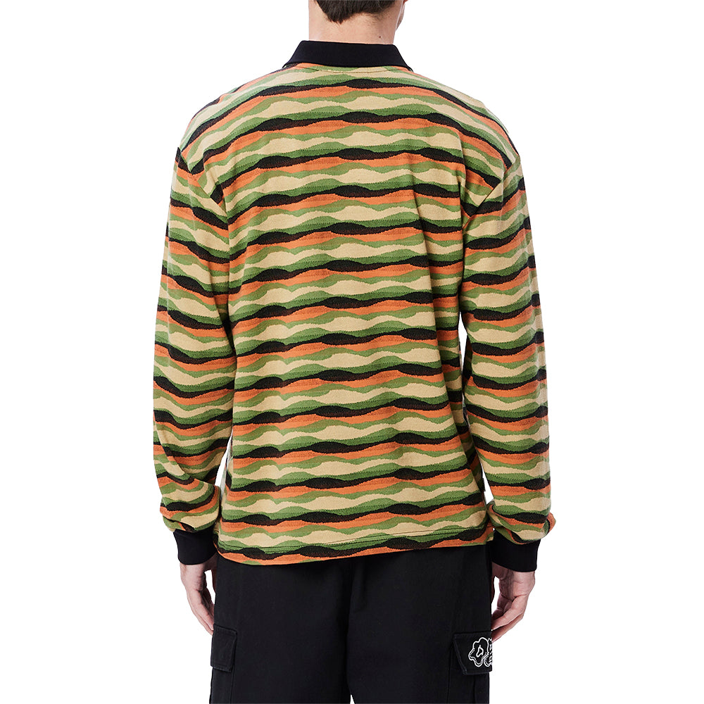 obey 131040049 monaco jacquard polo ls black multi