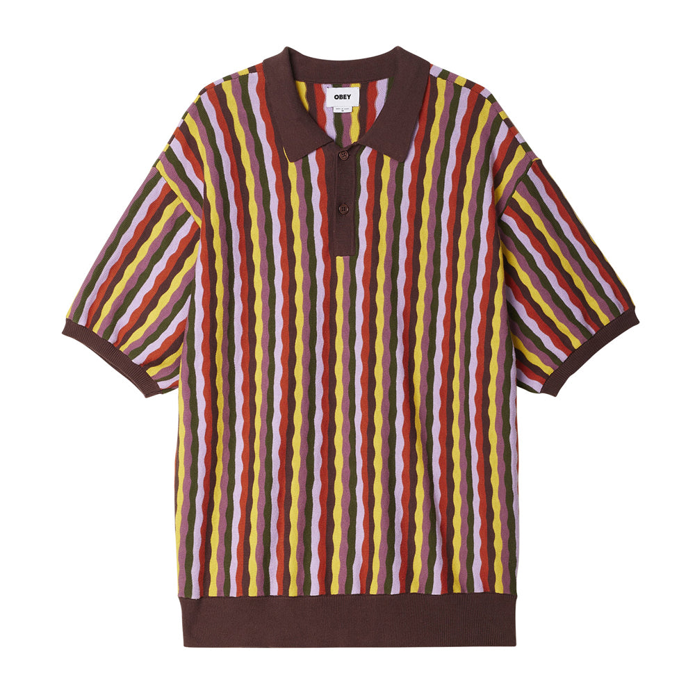 obey 151000069 surface polo sweater ss sepia multi